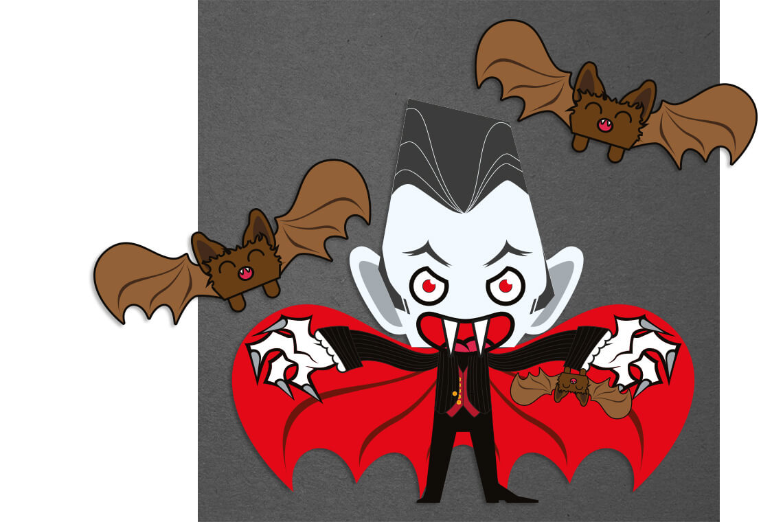 Illustration vampire et ses chauves-souris